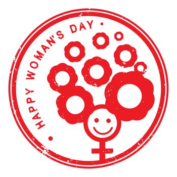 Woman's Day stamp, grungy illustration isolated on white