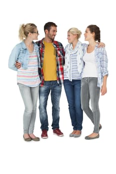 Full length of casually dressed young people over white background