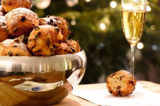 Oliebollen, oil balls or donut balls, a dutch pastry traditionally eaten on New Year’s Eve in the Netherlands. 