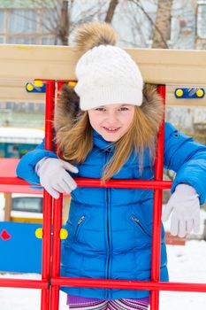 Photo of cute girl with blue eyes in white hat