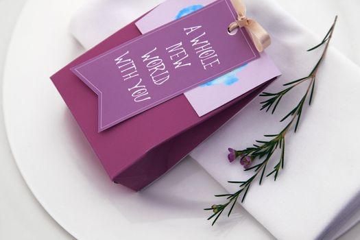 bag with chocolates as a gift from the newlyweds guests