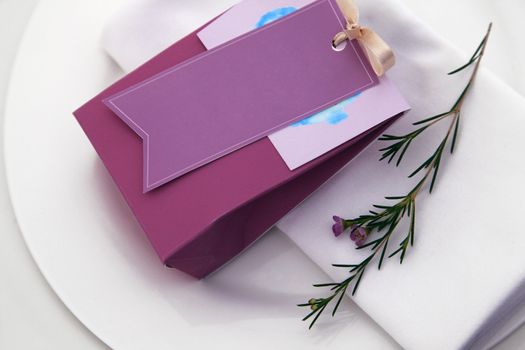 bag with chocolates as a gift from the newlyweds guests