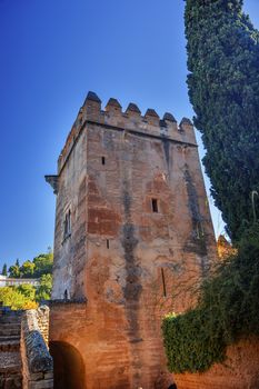 Alhambra Castle Tower Walls Granada Andalusia Spain  