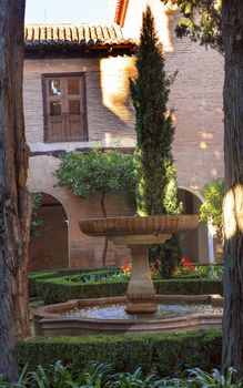 Alhambra Courtyard Fountain Patio Granada Andalusia Spain