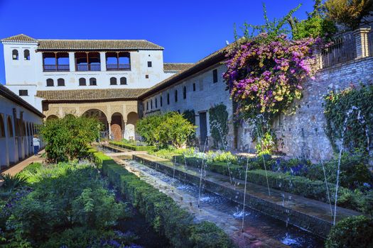 Generallife Patio de la Acequia Patio Alhambra White Palace Orange Tree Fountain Garden Granada Andalusia Spain