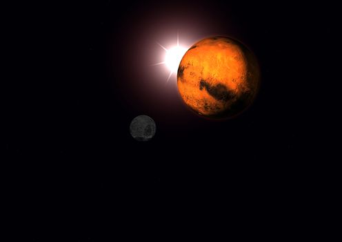Far-out planets in a space against stars. "Elements of this image furnished by NASA".
