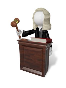 abstract illustration of a judge with gavel at the table