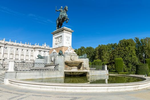 Royal Palace in Madrid and plaza de oriente, Spain