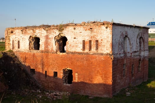 An old brick fort in Bobrujsk in Belarus

