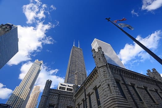 tall buildings in chicago in a clear day