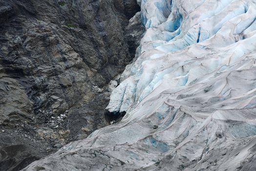 Ice crack feature at Mendenhall Glacier in Juneau, Alaska
