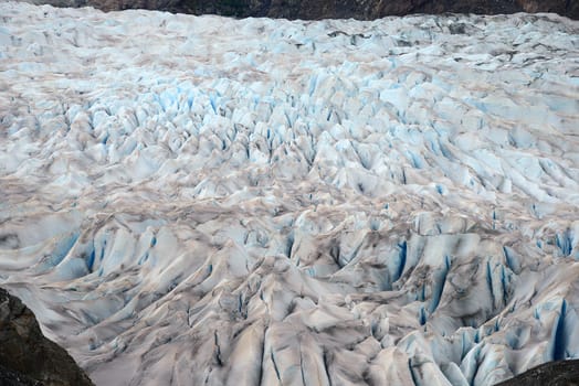 Ice crack feature at Mendenhall Glacier in Juneau, Alaska