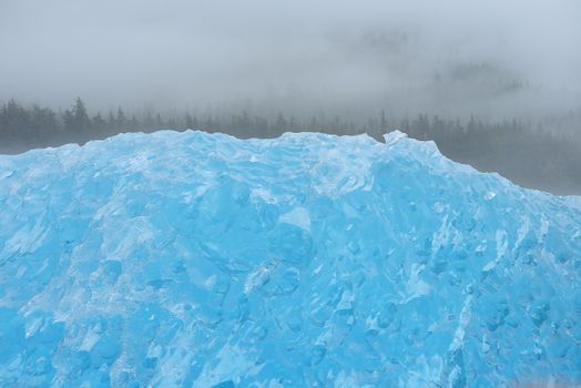 blue iceberg floating in alaska