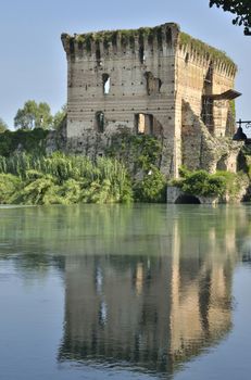 Old fortress in Borguetto, a ancient village  in the municipality of Valeggio, in the province of Verona; Italy.