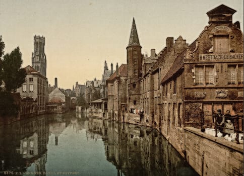 Canal and Belfry, Bruges, Belgium