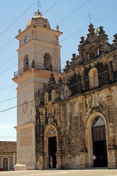 GRANADA, NICARAGUA - NOVEMBER 11, 2007: People visiting Church La Merced on November 11, 2007 in Granada, Nicaragua.