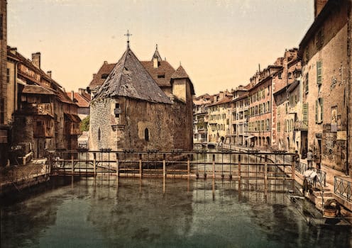 Old palace and canal, Annecy, France,