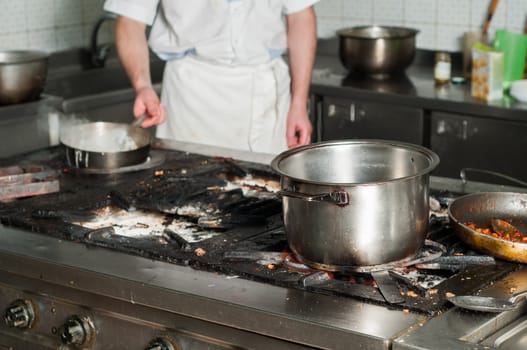 real grungy and dirty restaurant industrial kitchen