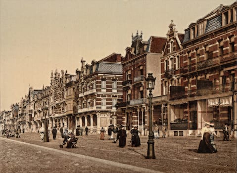 The beach and villas, Blankenberghe, Belgium,