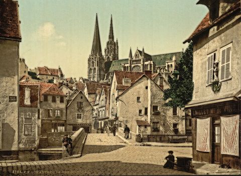 The market street, Chartres, France,