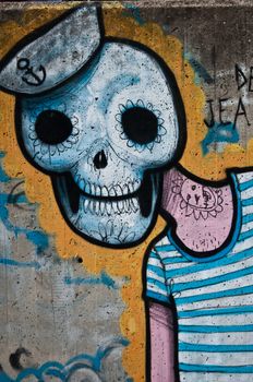 urban art  street in Paris- dead face