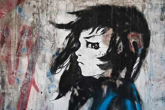 urban art  street in Paris- woman face