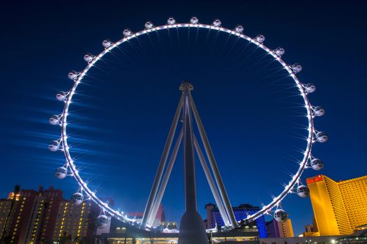 LAS VEGAS - MARCH 15 : The High Roller at the Linq, a dining and shopping district at the center of the Las Vegas Strip on March 15 2014 , The High Roller is the world's largest observation wheel