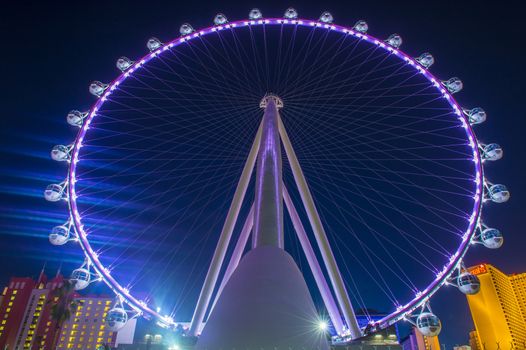 LAS VEGAS - MARCH 15 : The High Roller at the Linq, a dining and shopping district at the center of the Las Vegas Strip on March 15 2014 , The High Roller is the world's largest observation wheel