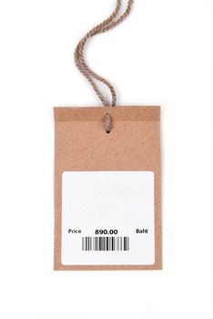 price tag with barcode on  white background