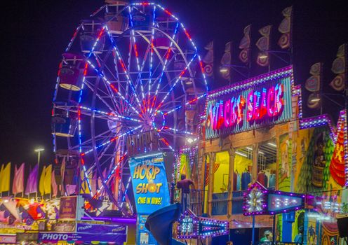 LOGANDALE , NEVADA - APRIL 10 : Amusement park at the Clark County Fair and Rodeo held in Logandale Nevada , USA on April 10 , 2014 