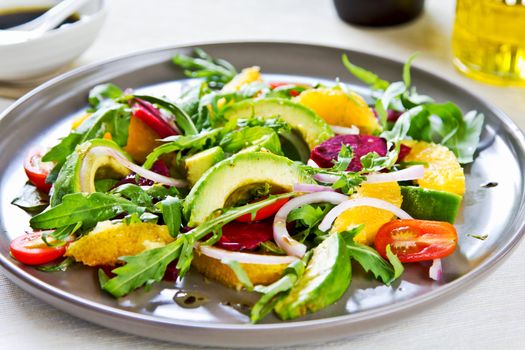Avocado with Orange and Beetroot salad by Balsamic dressing