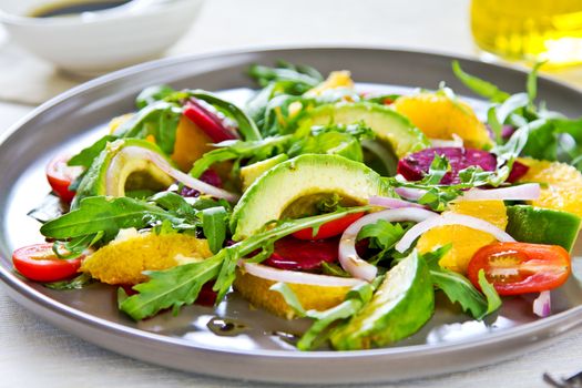 Avocado with Orange and Beetroot salad by Balsamic dressing