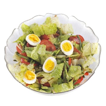 mixed salad in front of white background