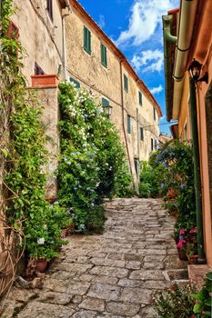 view in Marciana, small village in Elba island, Tuscany, Italy