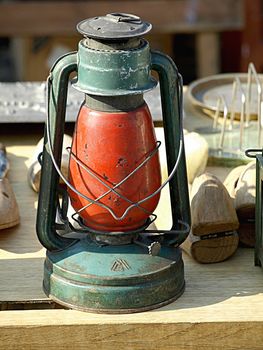 old lanterns for sale at antiques fair       