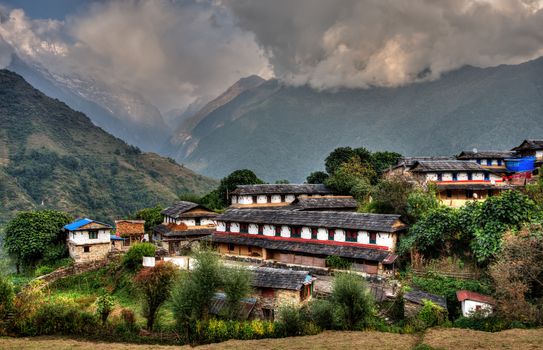 Ghandruk village in the Annapurna region, Nepal, HDR