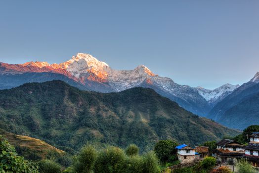 Ghandruk village in the Annapurna region, Nepal, HDR