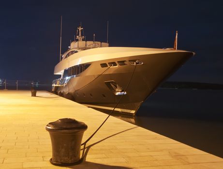 modern luxury yacht anchor in the port