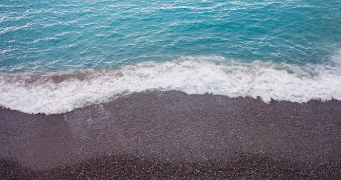 Sea and beach from above, horizontal image