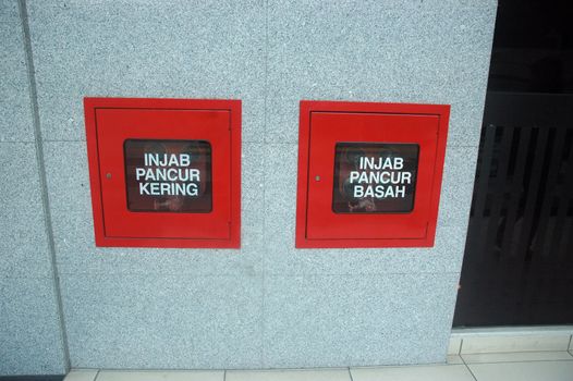 Kuala Lumpur, Malaysia - June 8, 2013: Water hydrant that become safety standard of many major building in Malaysia.