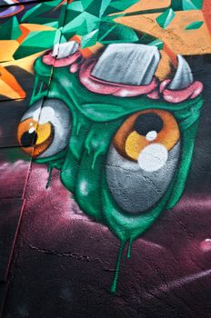 Mulhouse - France - 17 August 2014 - Urban Art - monster