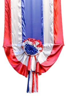 Red blue and white fabric ribbon for ceremony isolated on white with clipping path