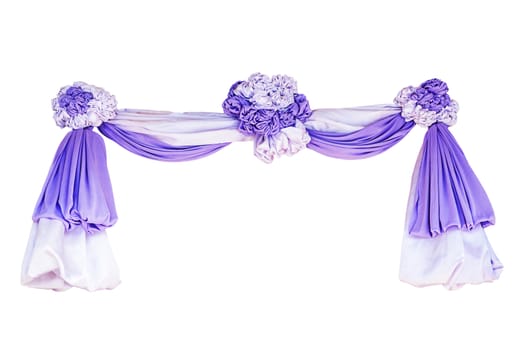 Purple and white fabric ribbon for ceremony isolated on white with clipping path