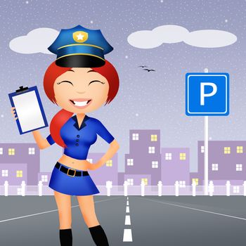 illustration of police girl