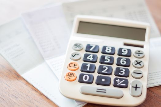 Calculator and bank account passbook, stock photo