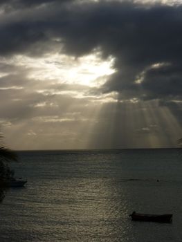 Sunset on the Indian Ocean in Grand Baie, Mauritius Island
