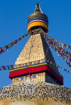 Buddhist Boudhanath stupa in Kathmandu. buddhism in Nepal 
