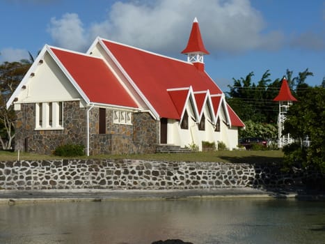 Red Roofed Church In Cap Malheureux, North Of Mauritius Island