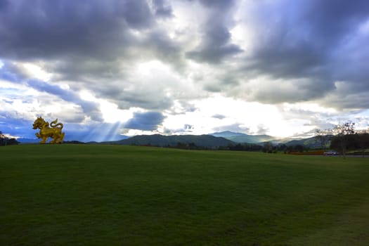 Chiang Rai City Park Before The Storm, Thailand.