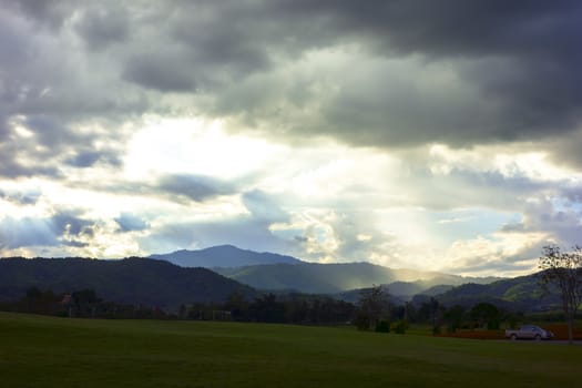 Cloudy Landscape near Mekok River. Chiang Rai, Thailand.